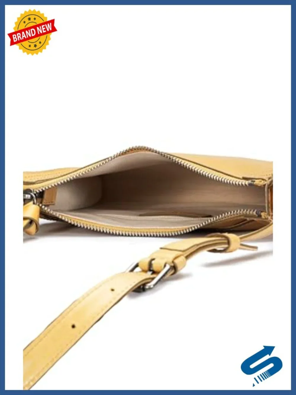Genuine Leather Crossbody Bag with Zip Closure and Adjustable Strap